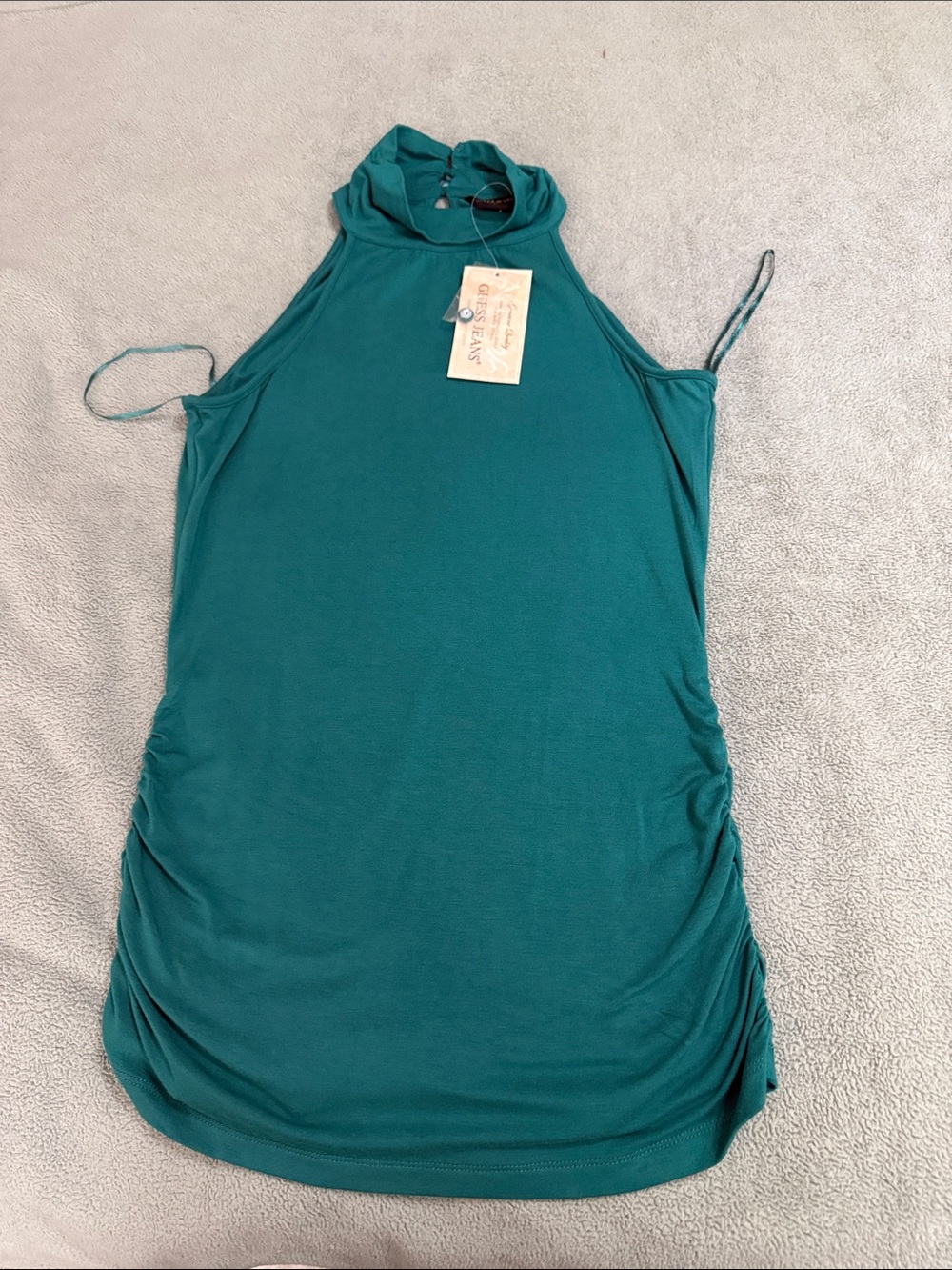 Guess Teal Sleeveless Cowl Neck Tank